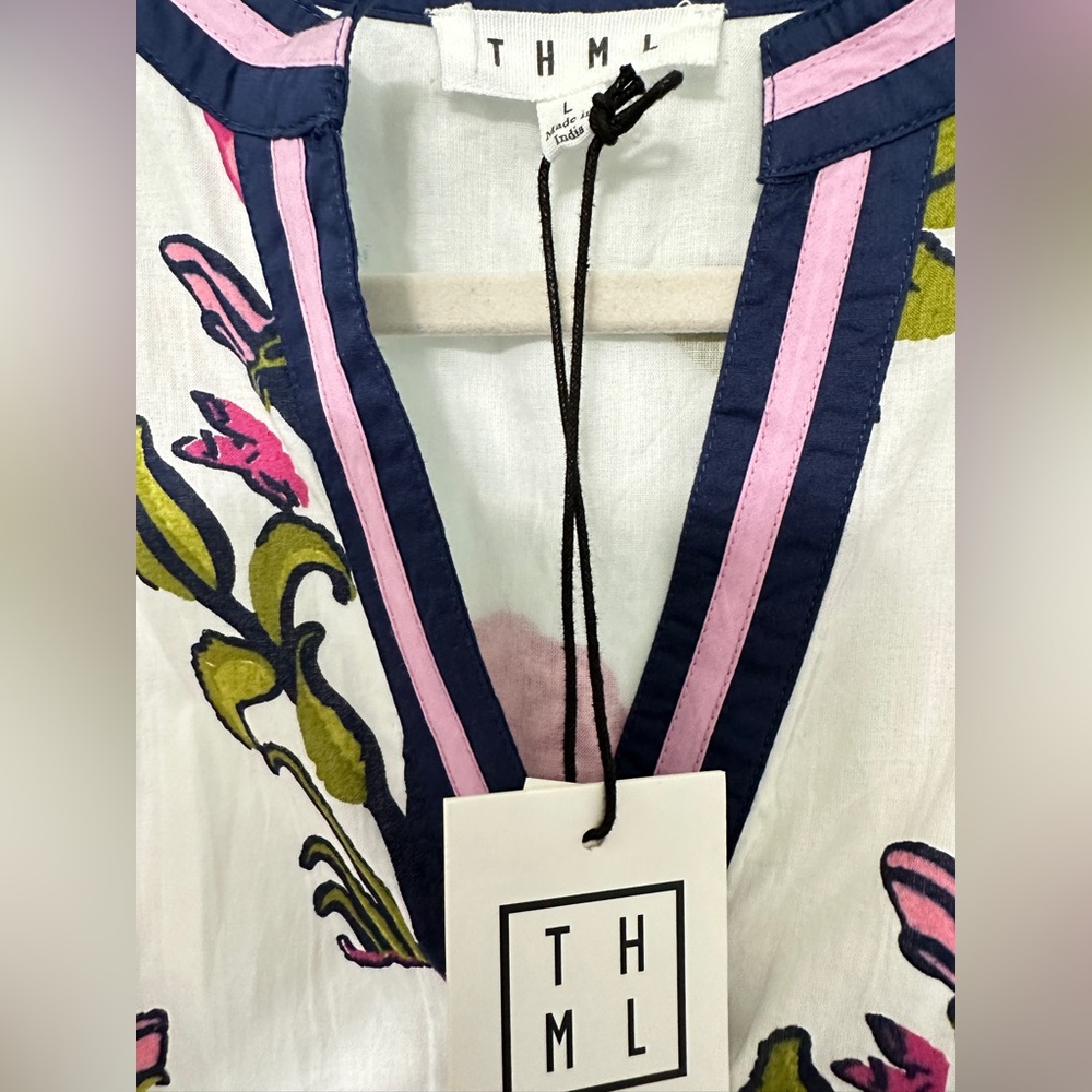NWT SZ L THML Floral pink white green White and Pink Maxi Dress - Picture 3 of 11